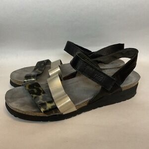 Naot Kayla Black/Silver Slingback Slip On Sandals Women 41/US10-10.5 Israel